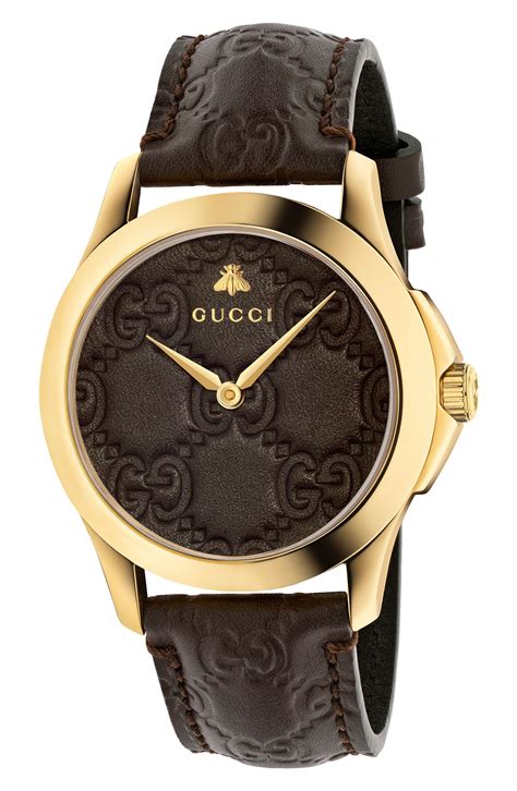 gucci brown leather watch|Gucci watches original price.